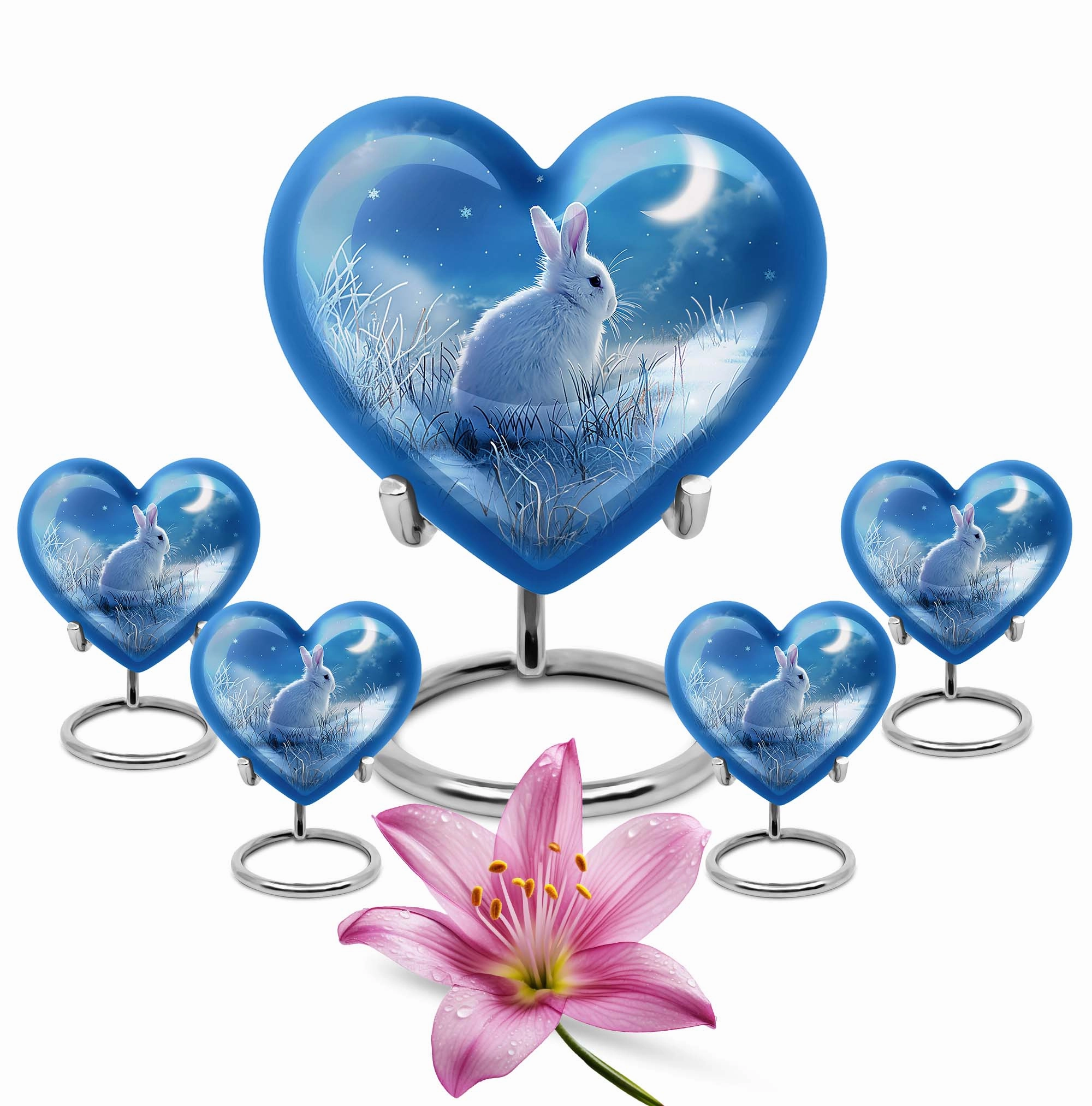 White Bunny Moon Urn: Human Adult Cremation Memorial