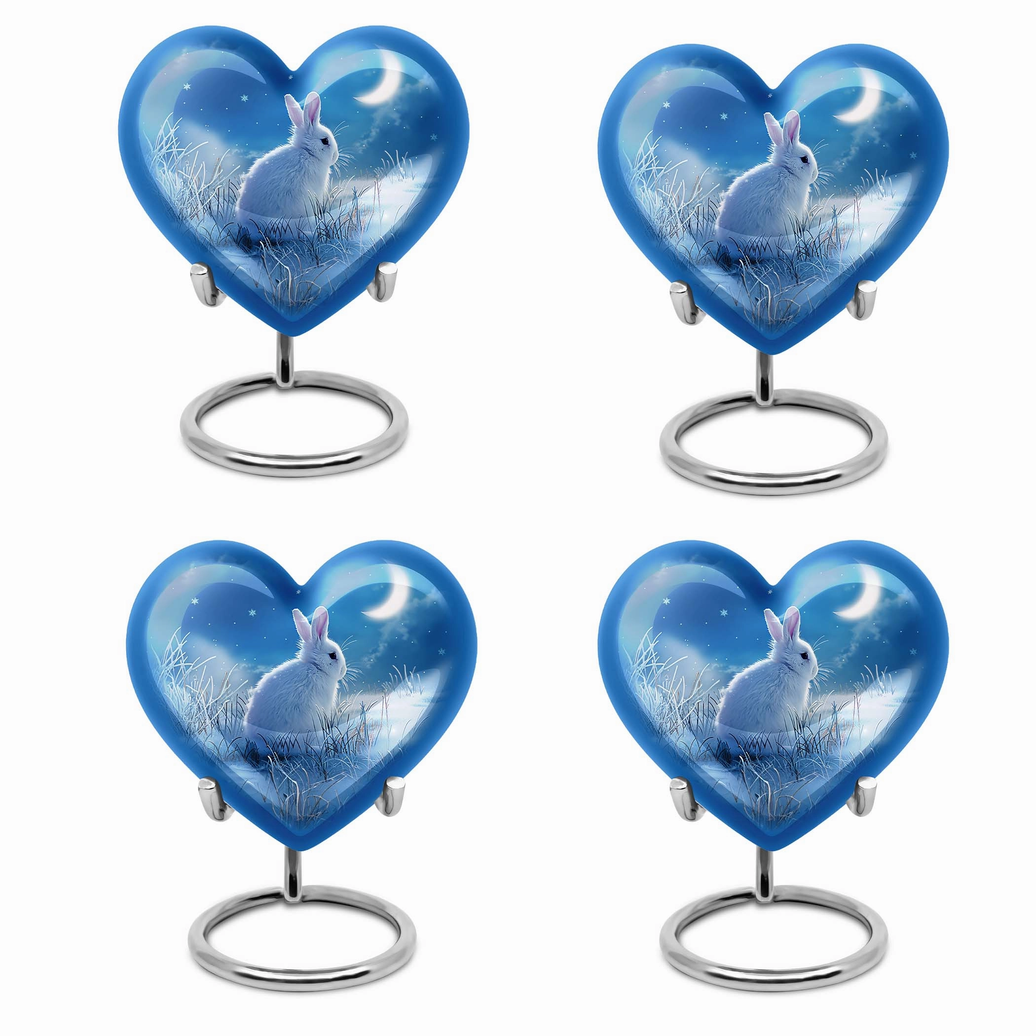 White Bunny Moon Urn: Human Adult Cremation Memorial