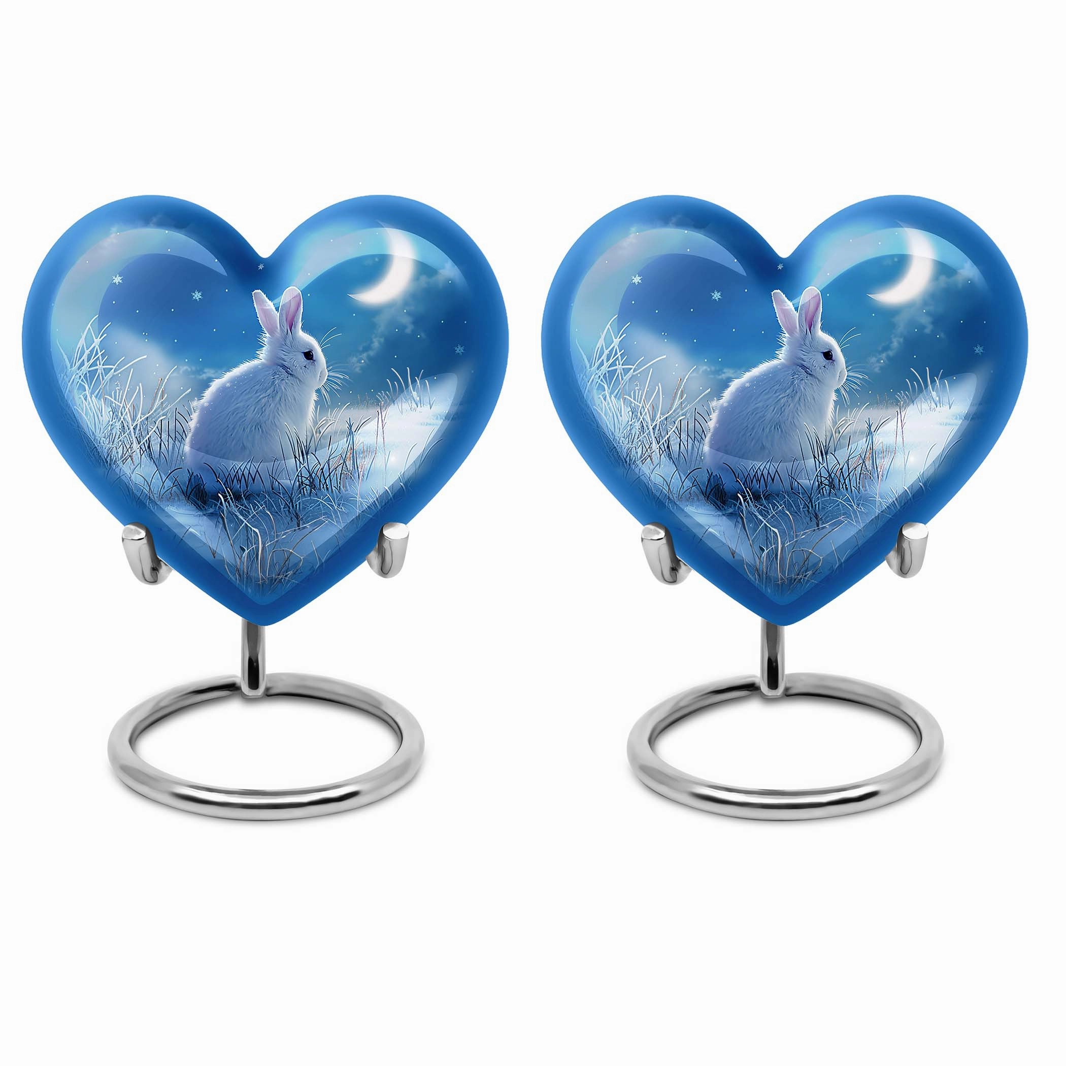 White Bunny Moon Urn: Human Adult Cremation Memorial