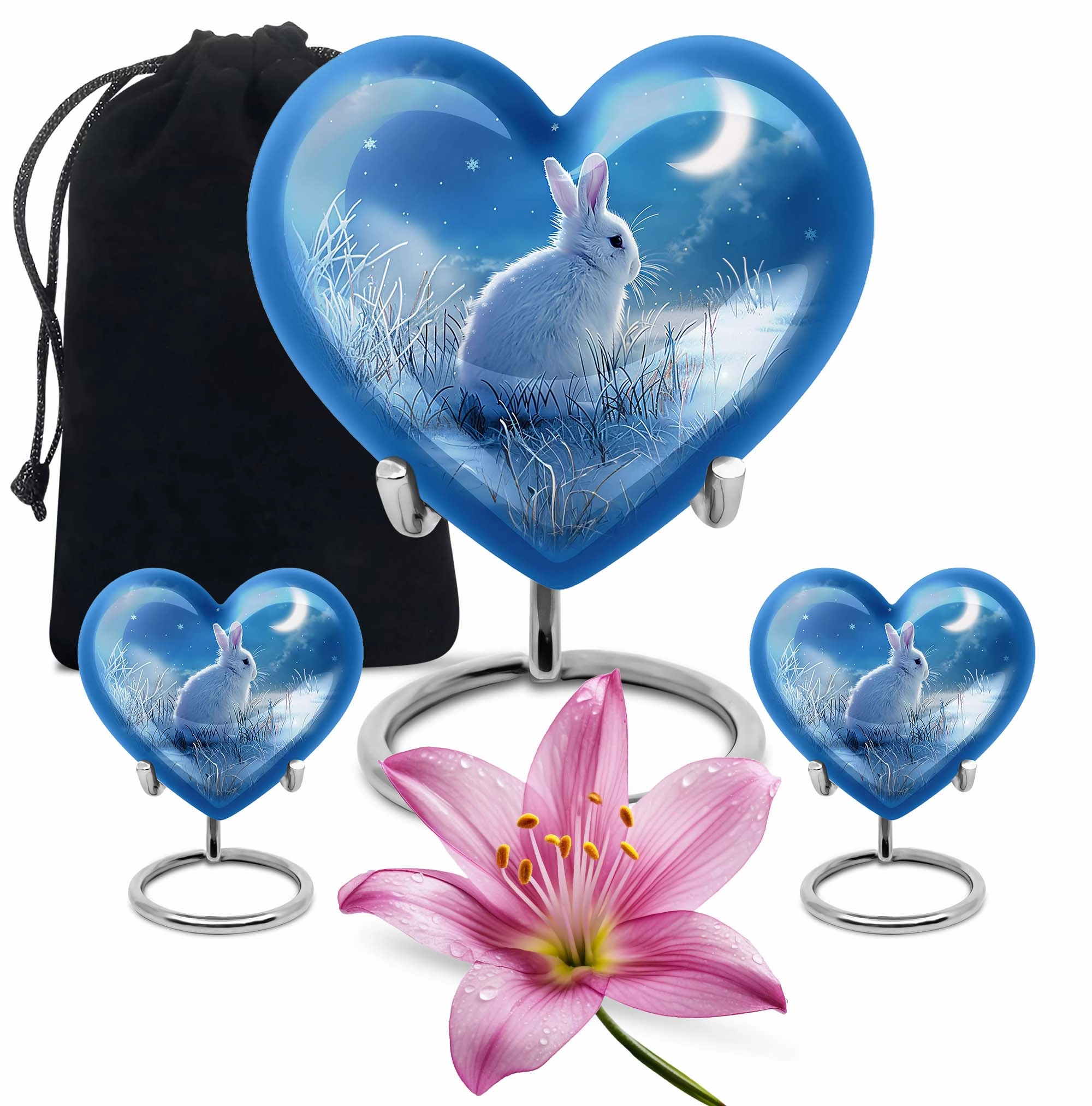 White Bunny Moon Urn: Human Adult Cremation Memorial
