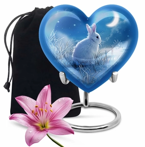 White Bunny Moon Urn: Human Adult Cremation Memorial