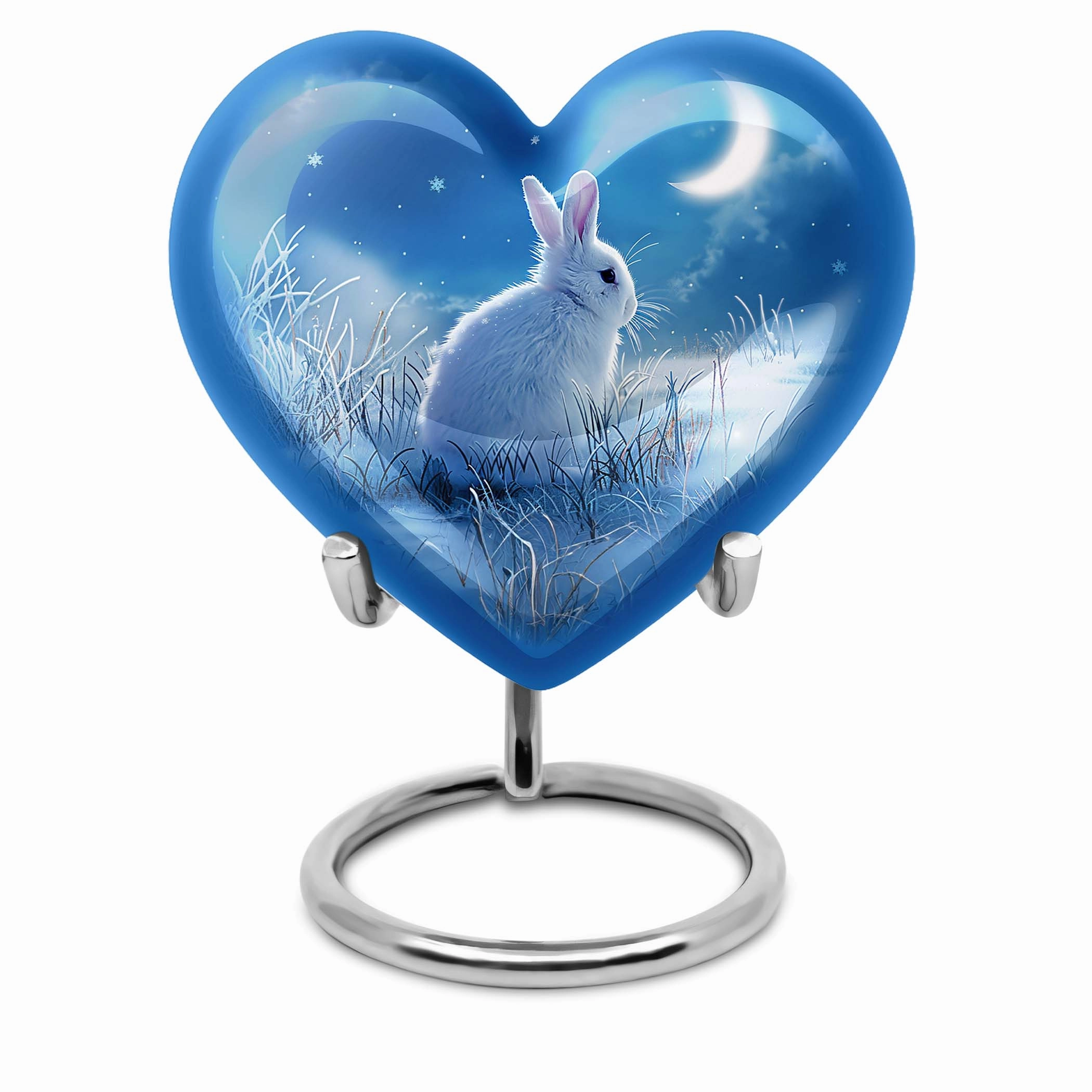 White Bunny Moon Urn: Human Adult Cremation Memorial