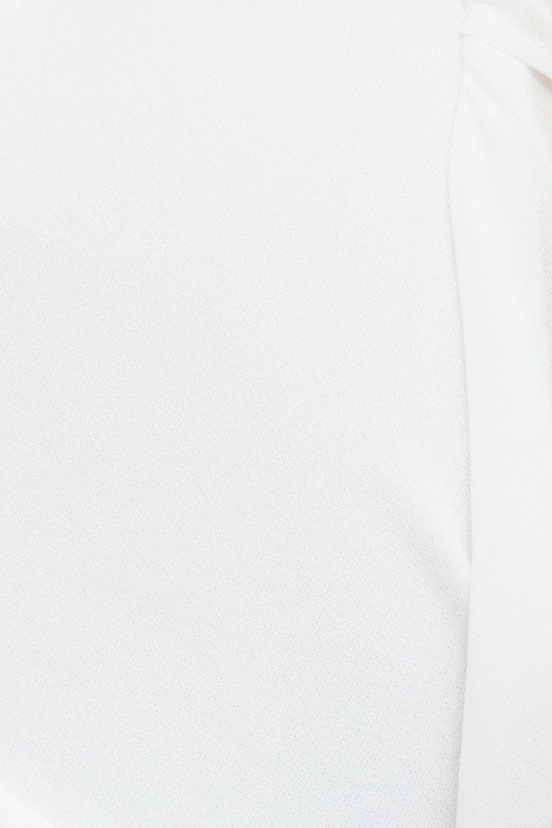 White Crop Top Long Balloon Sleeve Backless Plunge Top