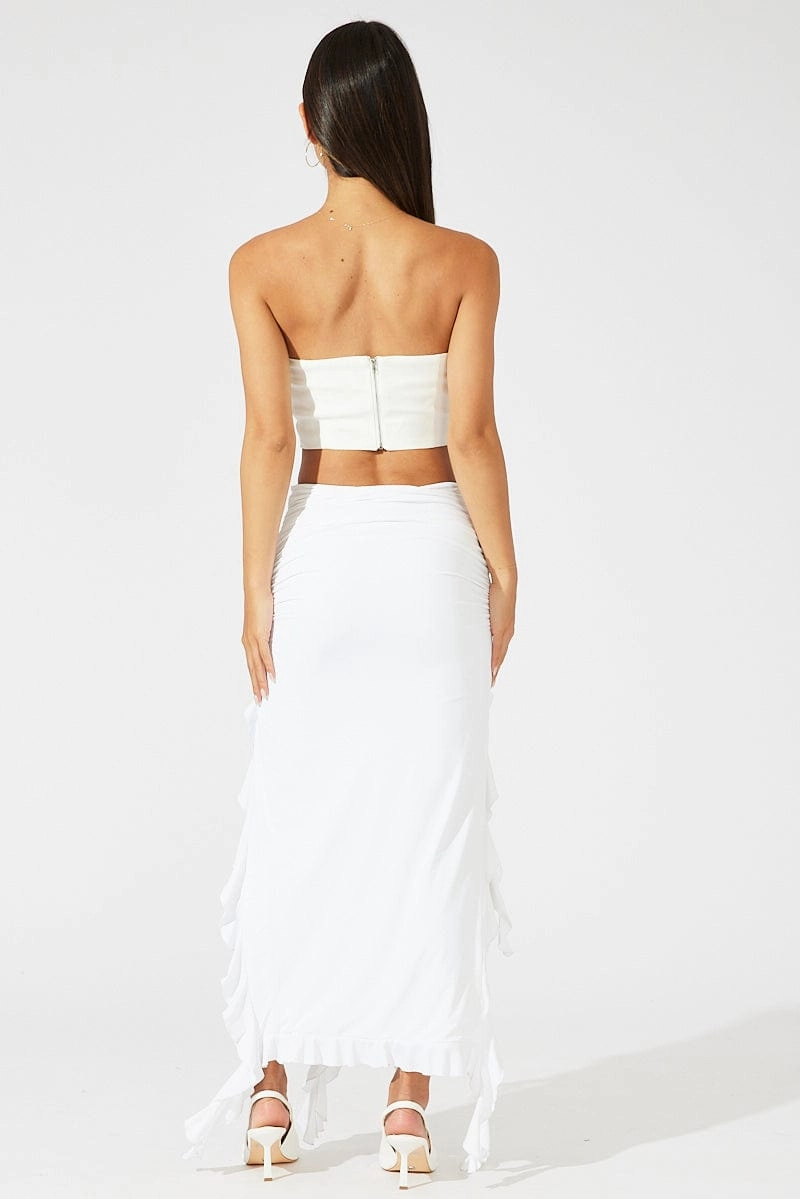 White Ruffle Maxi Skirt