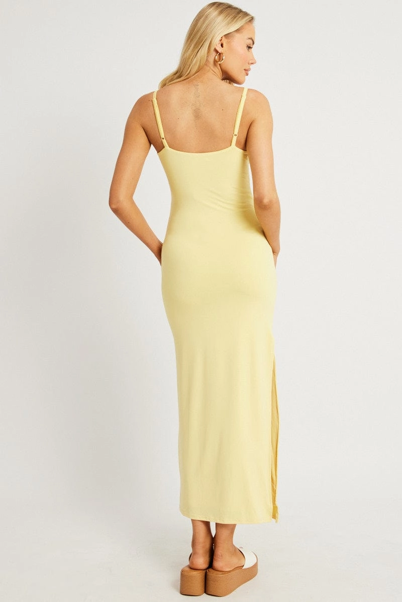 Yellow Bodycon Dress Maxi Supersoft