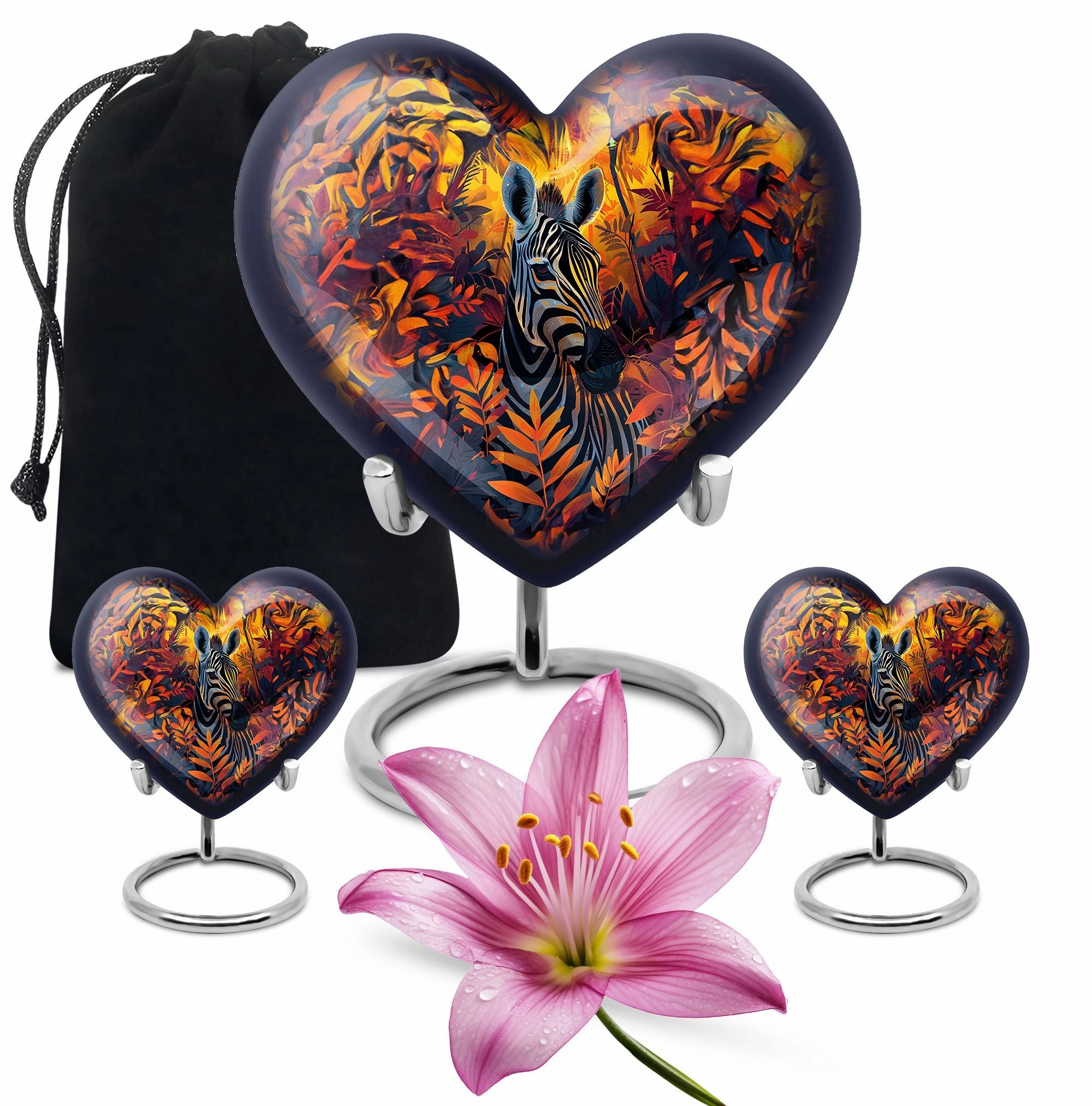 Zebra Bliss: Abstract Themed Memorial Urn for Adult Human Ashes
