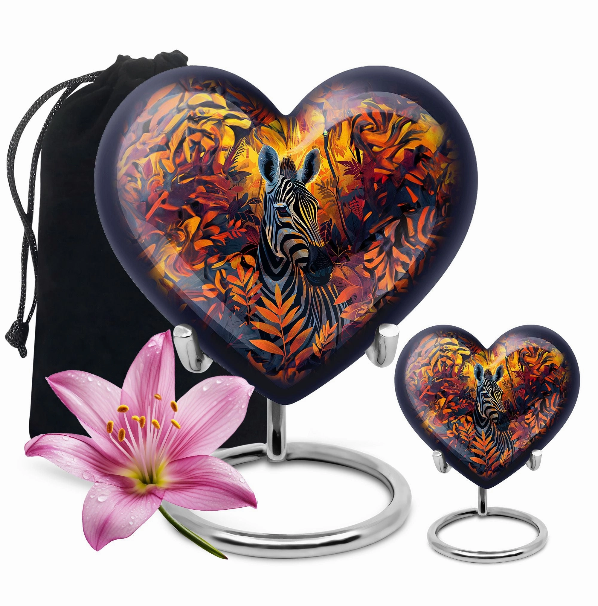 Zebra Bliss: Abstract Themed Memorial Urn for Adult Human Ashes