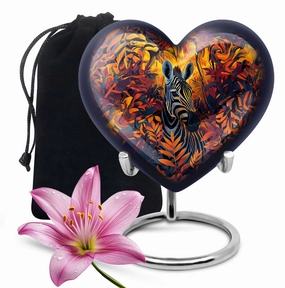Zebra Bliss: Abstract Themed Memorial Urn for Adult Human Ashes