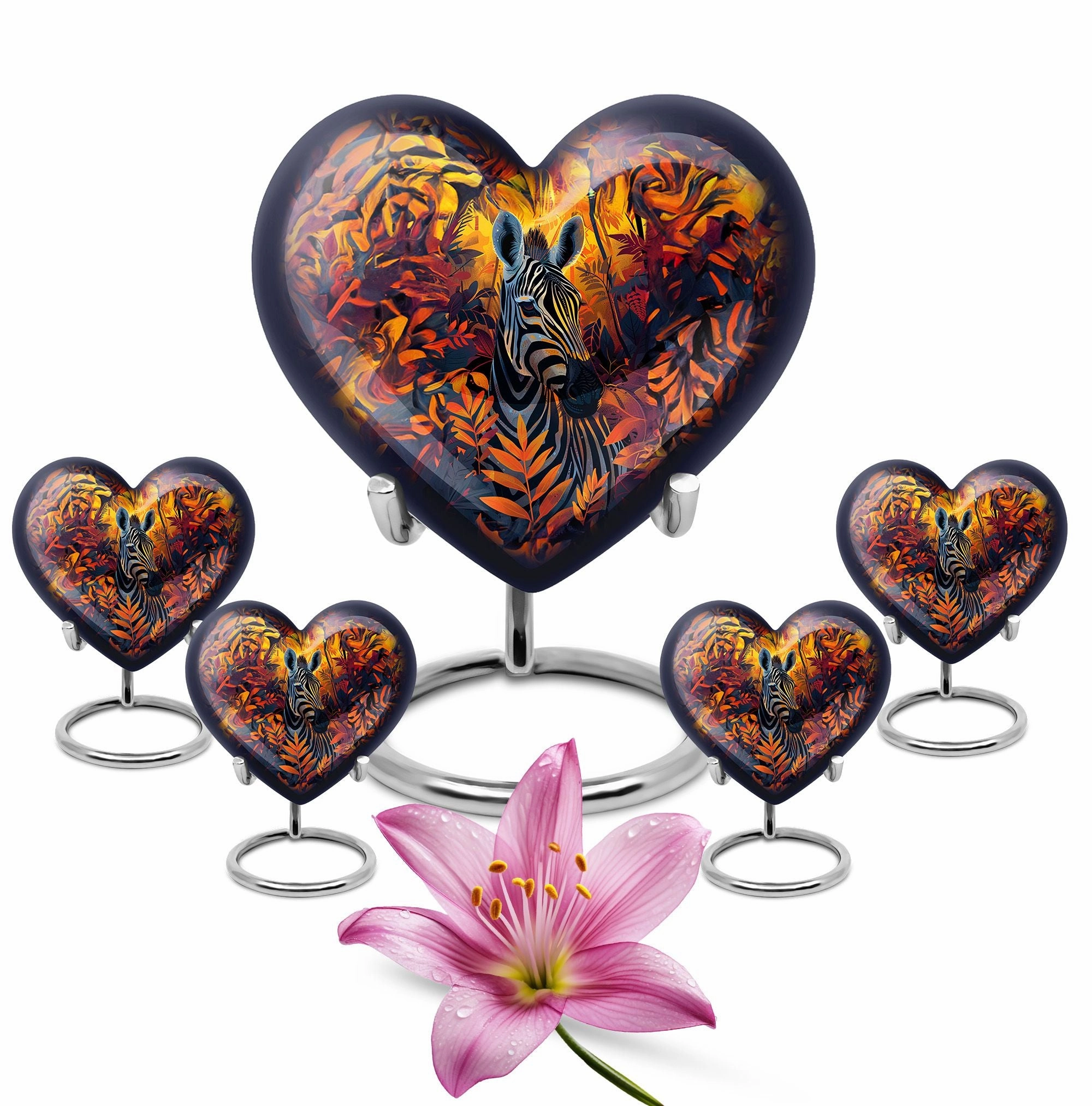 Zebra Bliss: Abstract Themed Memorial Urn for Adult Human Ashes