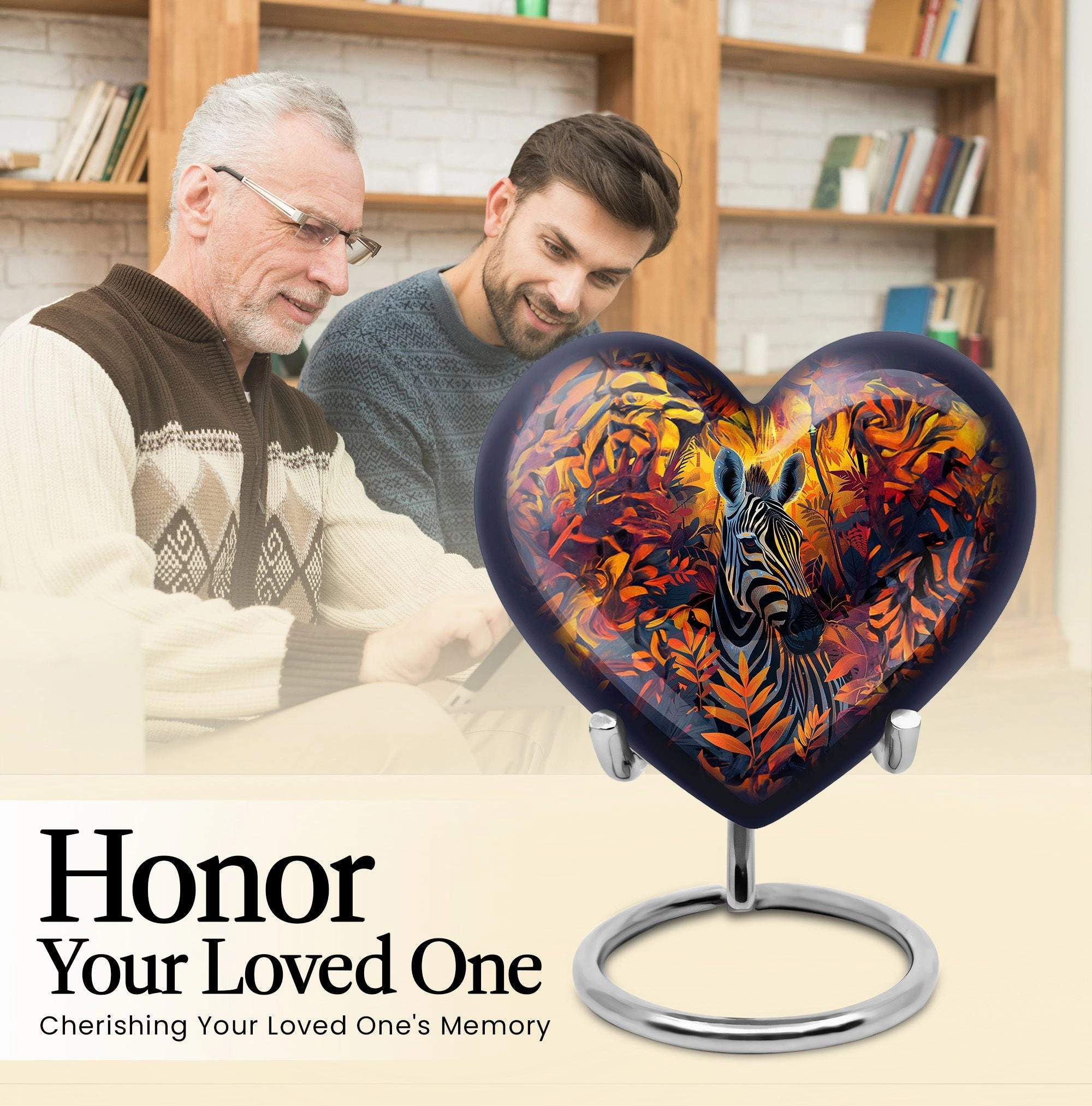 Zebra Bliss: Abstract Themed Memorial Urn for Adult Human Ashes