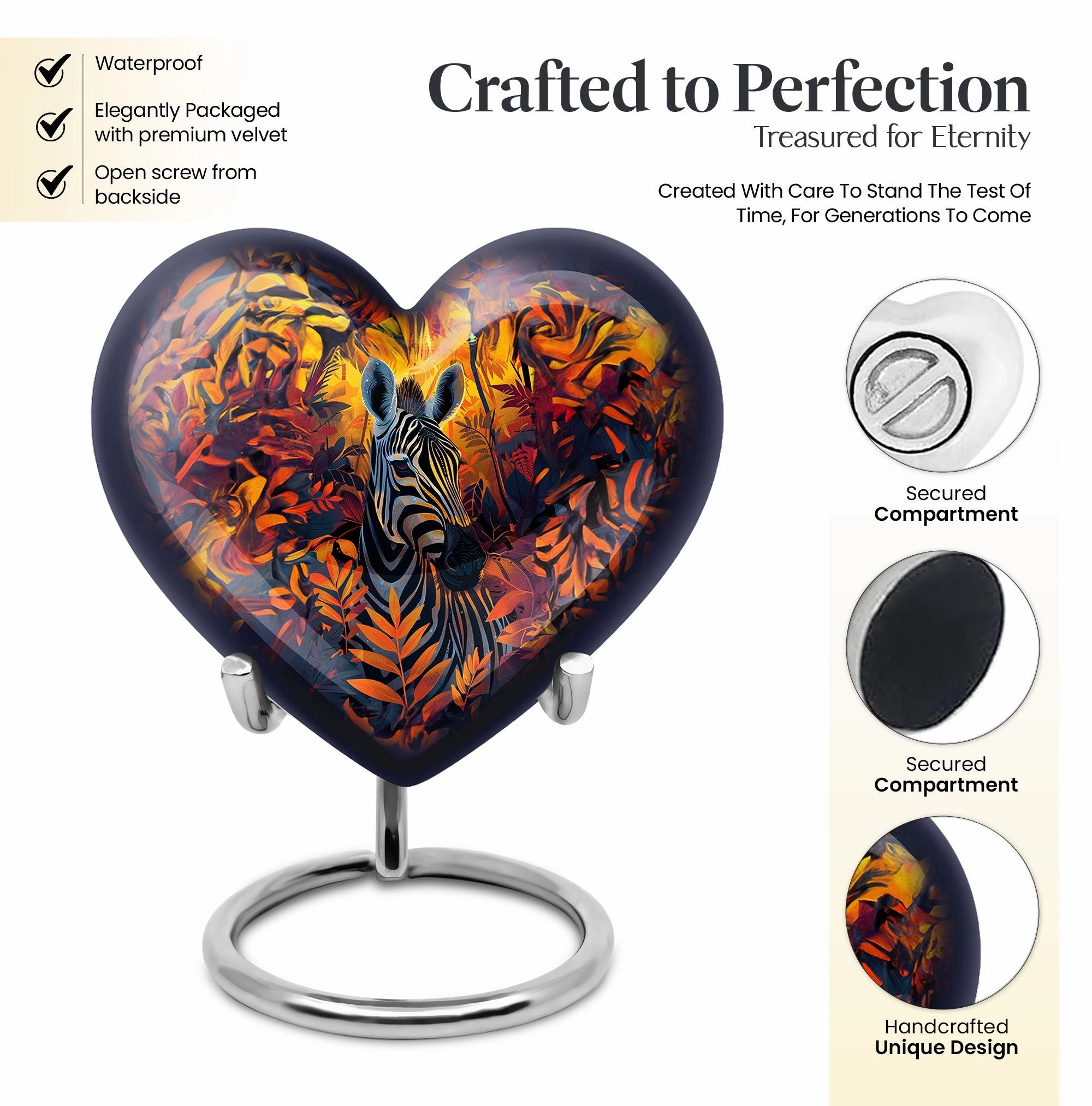 Zebra Bliss: Abstract Themed Memorial Urn for Adult Human Ashes