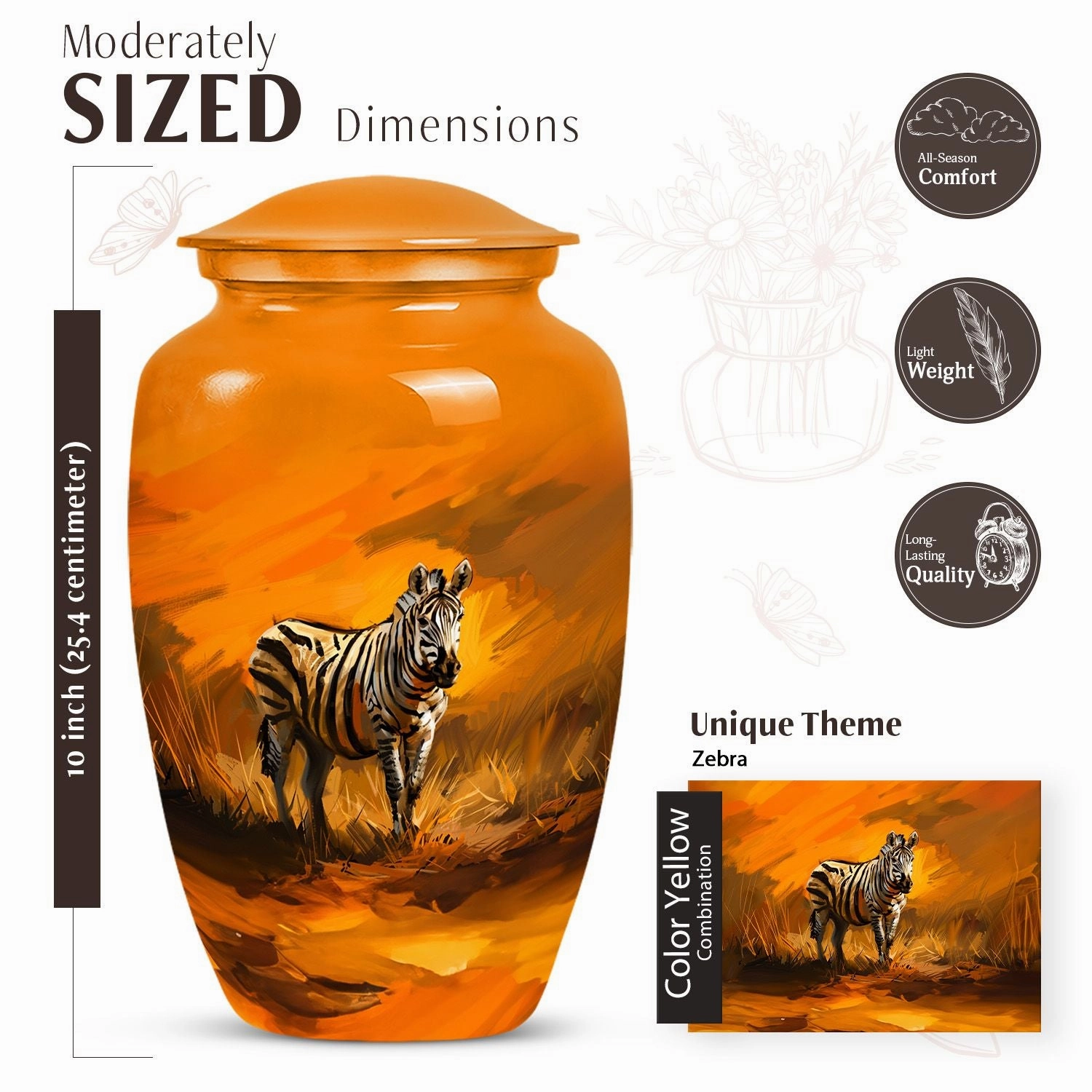 Zebra Memorial Beauty: Exclusive Large Adult Funeral Urn