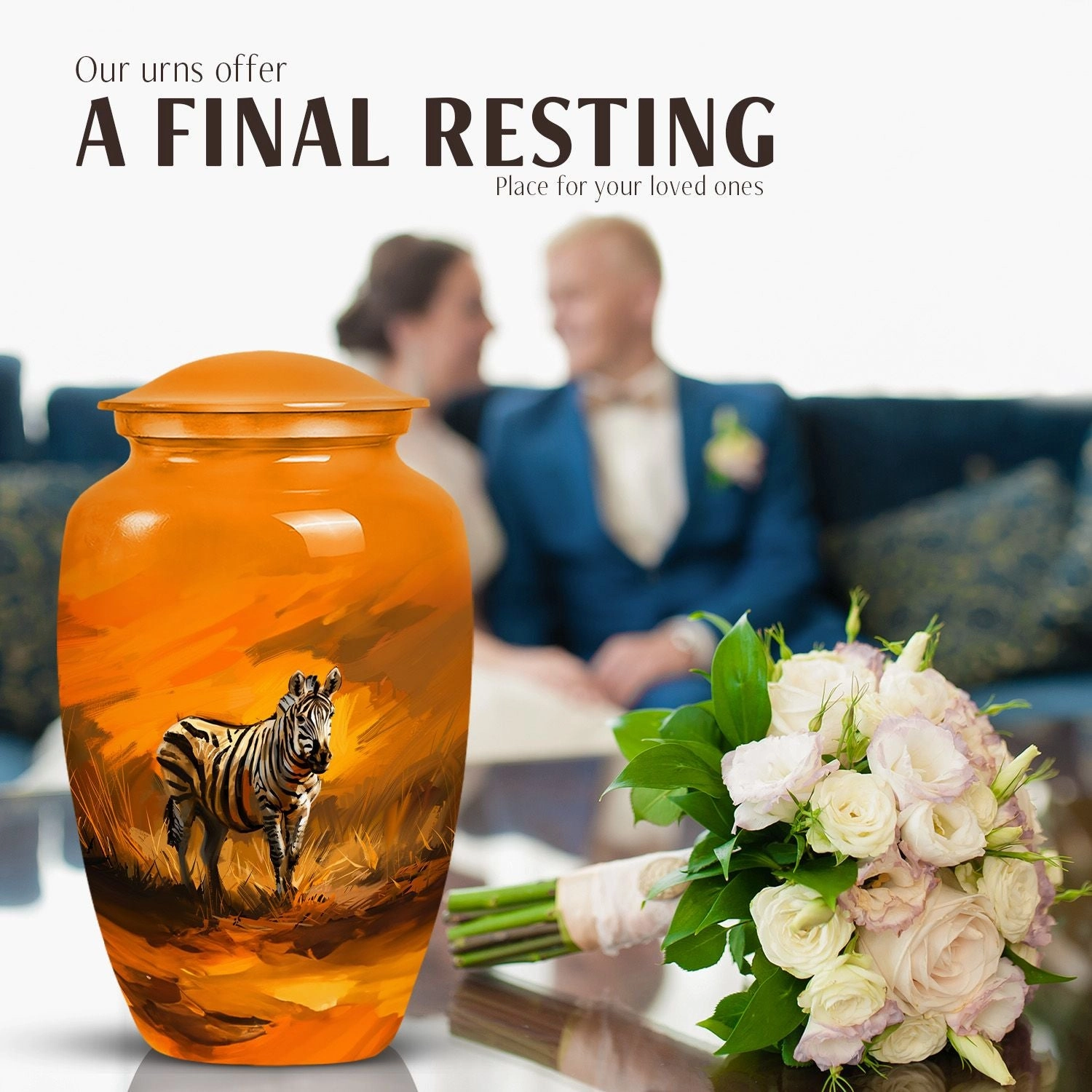 Zebra Memorial Beauty: Exclusive Large Adult Funeral Urn