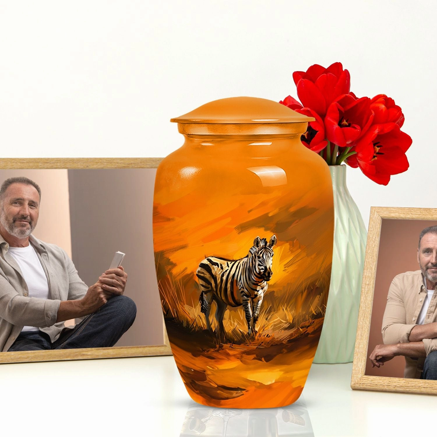 Zebra Memorial Beauty: Exclusive Large Adult Funeral Urn
