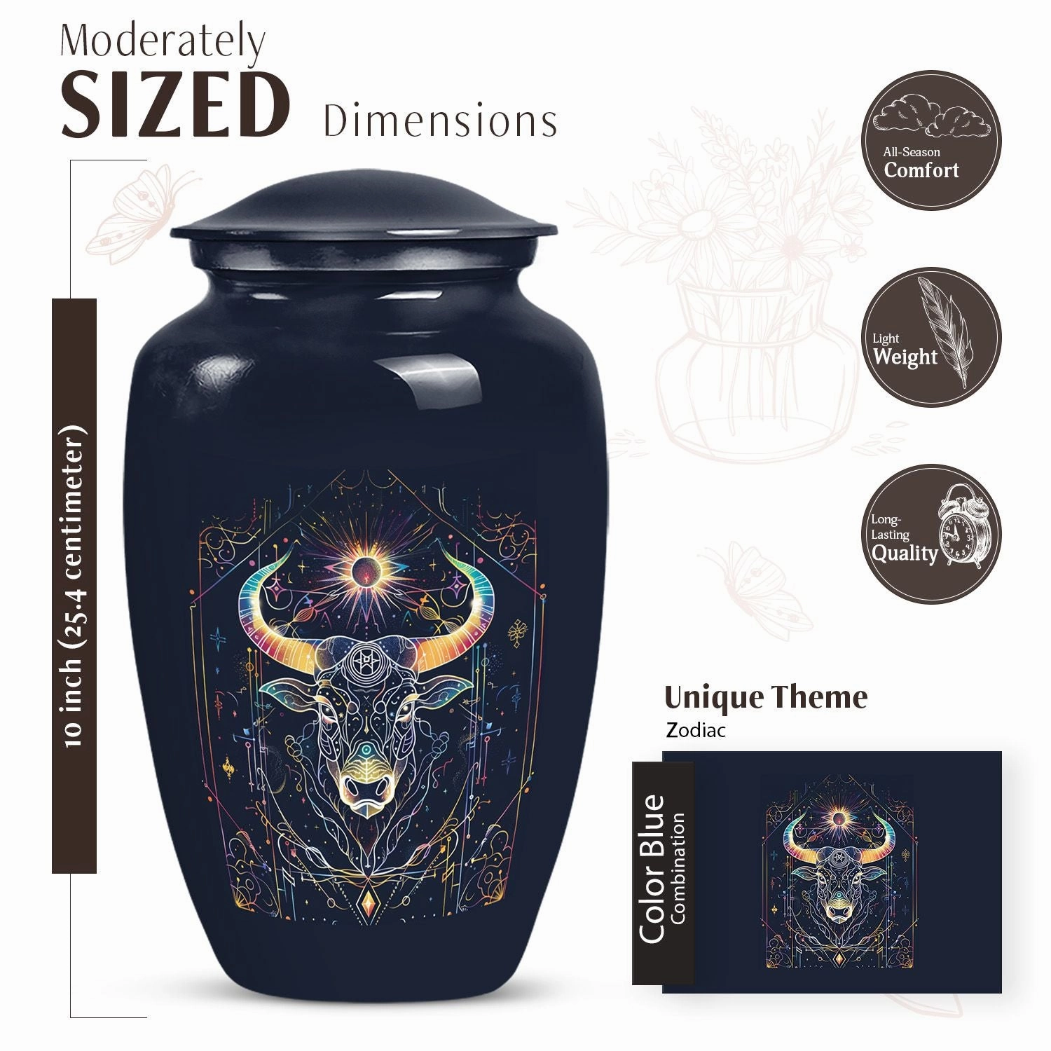 Zodiac Urn: Large & Exquisite Memorial for Honoring Adult Males
